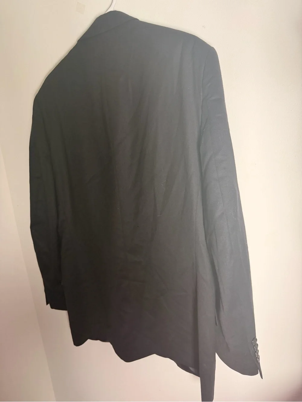 Perry Ellis Portfolio mens black collared business career suit